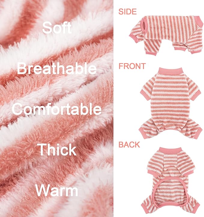 XPUDAC Stripe Dog Sweater Fleece Dog Pajamas Winter Pet Clothes for Small Medium Dogs Girl Boy Doggy Apparel for Cold Weather, M