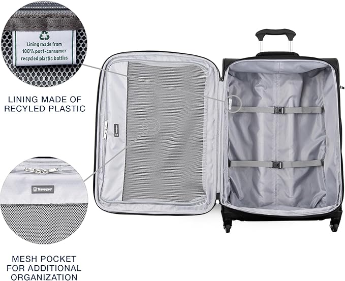 Travelpro Maxlite 5 Softside Expandable Checked Luggage with Spinner Wheels, Lightweight, 25-Inch — Black