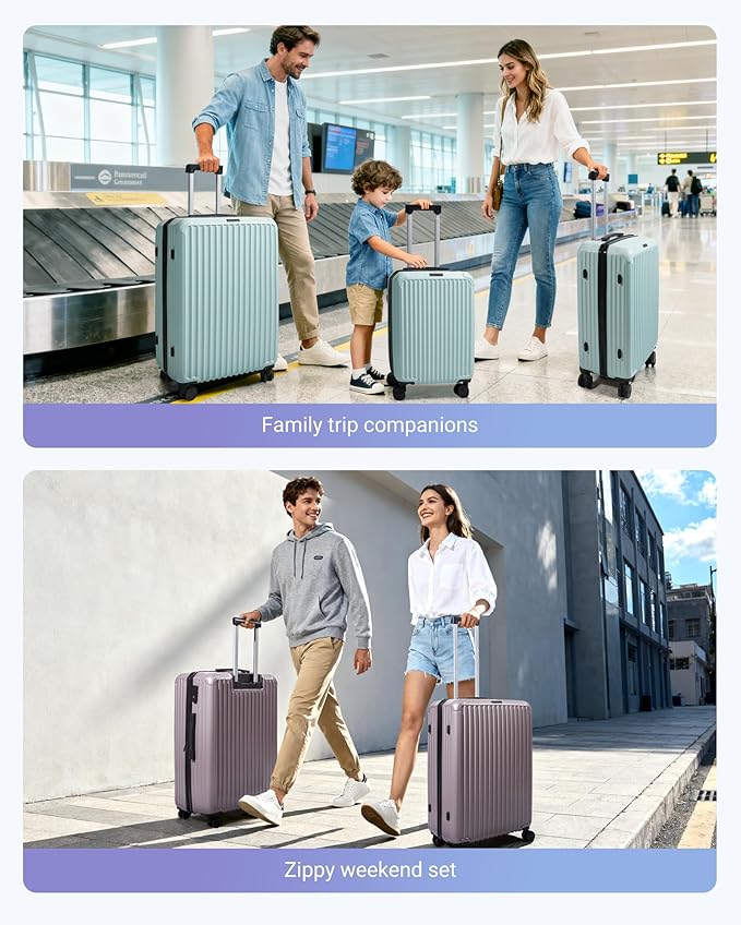 LIGHT FLIGHT Luggage Sets, Durable Hard Shell 3 Piece Set Suitcase with Spinner Wheels, Hardside Lightweight Luggage set with TSA Lock, Large Travel Luggage Set (20" 24" 28"), Rouge Dust