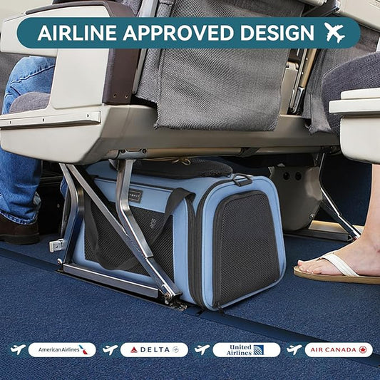 PETSFIT Pet Carrier, Dog Carrier Airline Approved, Collapsible Soft Sided TSA Approved Pet Carrier for Small and Medium Cats, Puppies Up to 12 Lbs, Cat Travel Carrier, Blue