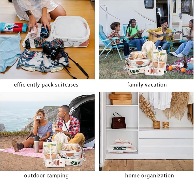 6 Pcs Compression Packing Cubes, Packing Cubes for Travel, Waterproof Luggage Organizer Bags Set, Cute Packaging Cubes for Women Kids Backpack Carry-Ons