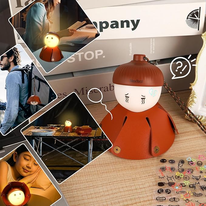 Acorn-Shaped LED Camping Lantern, Rechargeable LED Tent Lights, 1800K-5000K steppless dimming, Portable Night Light for Kids, Camping, Hiking, Backpacking, Bag Charms, DIY Art Toy