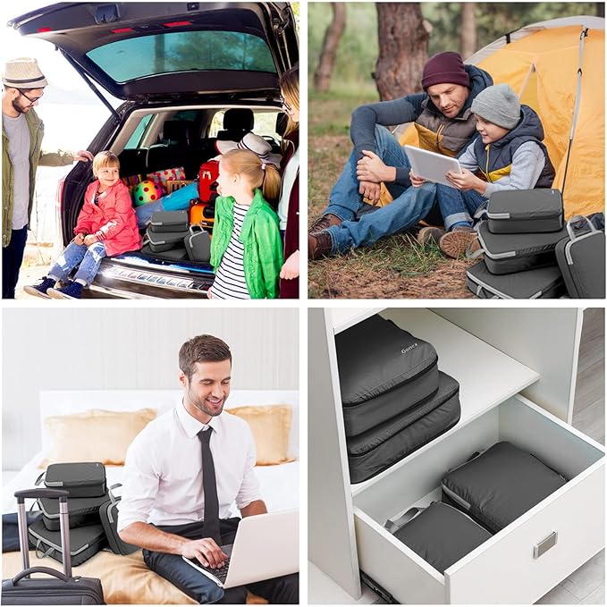 Gonex Compression Packing Cubes, 3pcs/4pcs Expandable Storage Travel Luggage Bags Organizers