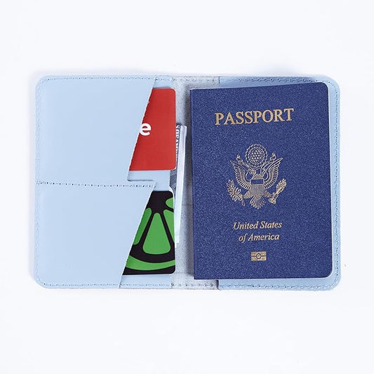 INCARNE US Passport Cover Clear - Travel Passport Wallet - Leather Passport Holder for Women Men Family with Card Slots & Note Compartmen - Sleeve Protector - Genuine Leather - Classic Light Brown