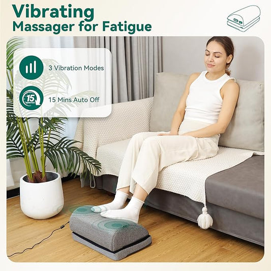 Snailax Heated Foot Rest Under Desk at Work, Ergonomic Footrest with Vibrating Massage and Adjustable Height, Foot Warmer, 3 Vibration Modes & 2 Heating Levels,Memory Foam,Office Home Gaming