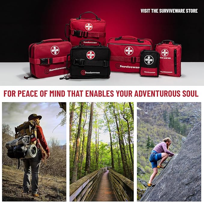 Surviveware 238 Pcs Comprehensive Premium Survival First Aid Kit - Medical Emergency Kit for Travel Camping Gear, Home Essentials & Outdoor Emergencies - Survival Kit