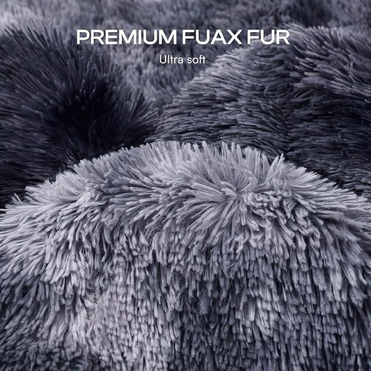 Luciphia Large Waterproof Dog Blanket for Pet Washable Liquid Proof Bed Intimacy Protection Shaggy Plush Calming Long Faux Fur Couch Cover Calming Cat Throw Blankets, Tie-dye Grey, 60" x 80"