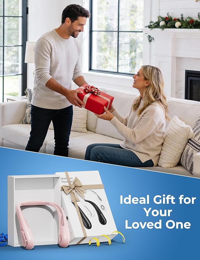 Portable Bladeless Neck Fan, Birthday Gifts for Women Mom Girl, Gifts for Mother’s Day, Wearable Cooling Fan, 5000mAh Rechargeable Battery, Essential for Camping Travel Beach Vacation(2026 Upgraded)