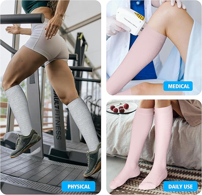 LEVSOX Thick Cotton Compression Socks for Women&Men 20-30mmHg Knee High Cute Support Sock for Nurses, Pregnancy, Travel