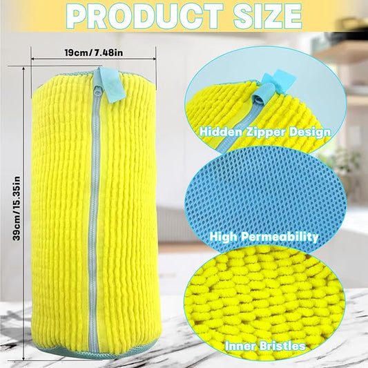 2PCS Shoes Washing Machine Bags, Laundry Shoe Bag for Washer and Dryer, Reusable and Durable Zipper Sneaker Shoe Washing Bag, Tennis Shoes Cleaning Bag for All Shoe Types (Yellow)