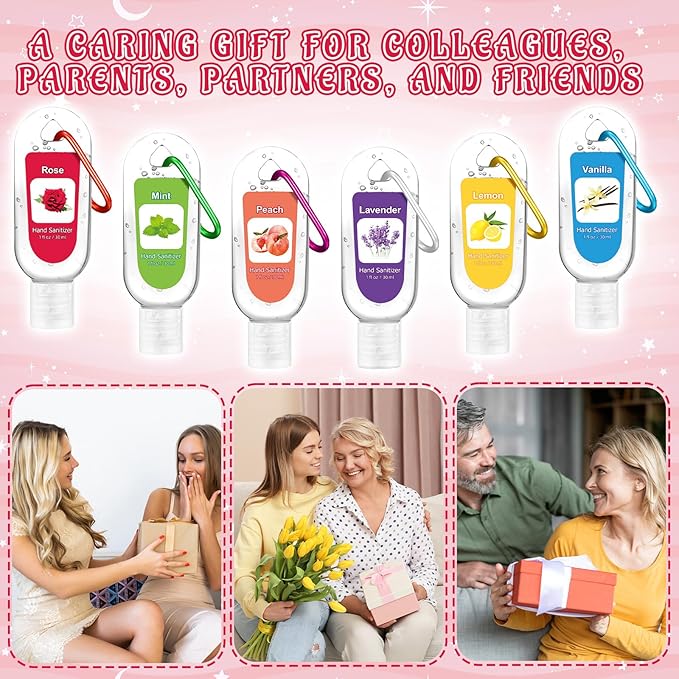 24 Pack Fruit Scented Hand Sanitizers Keychain Gift Mini Hand Sanitizer Bulk 1 oz Travel Size Sanitizer Keychain Gift Set Thanksgiving Christmas Party Favors Treat Goodie Bag Stuffer
