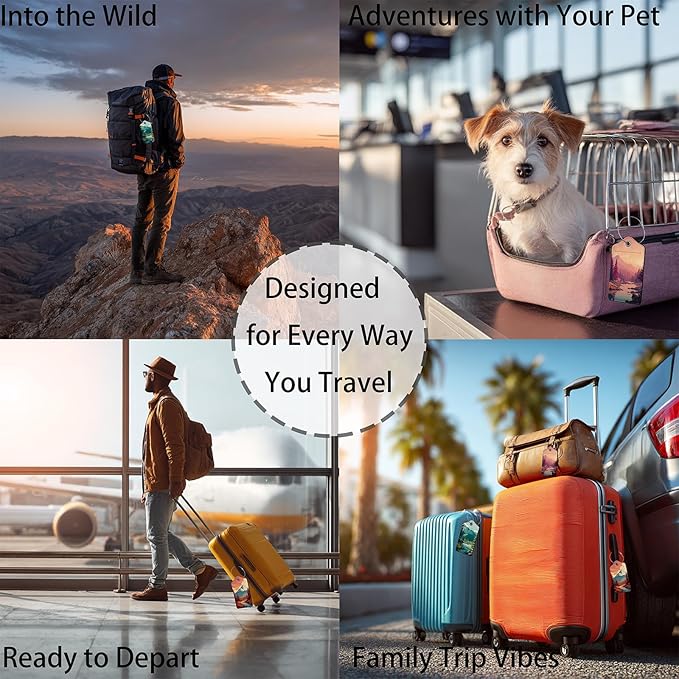 Mountain Lake Landscape Luggage Tag 3 Pack Travel Cruise Luggage Tags for Suitcases, Identifiers Bag Tags with Privacy Flap, Baggage Name Tag for Women Men Luggage Backpack Handbag School Bag