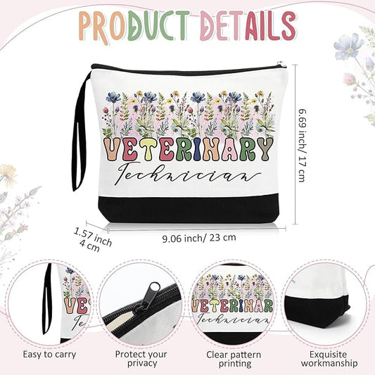 Kacctyen 3 Pcs Veterinary Appreciation Gifts Veterinarian Tote Bag Makeup Cosmetic Bag Vet Thank You Keychains for Female Women Assistant Student