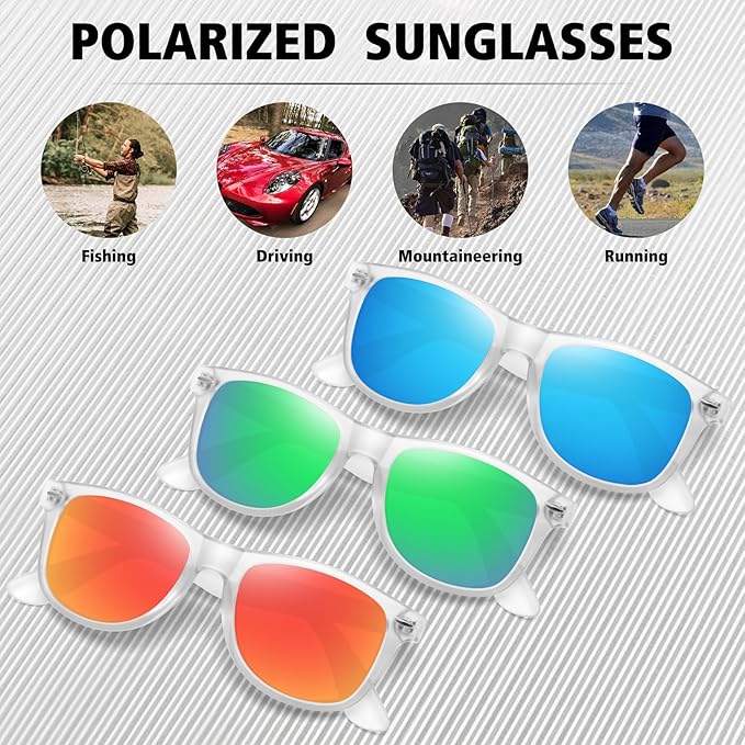 MEETSUN Polarized Sunglasses for Women Men Classic Retro Trendy Driving Sun Glasses UV400 Protection (3 Pack)