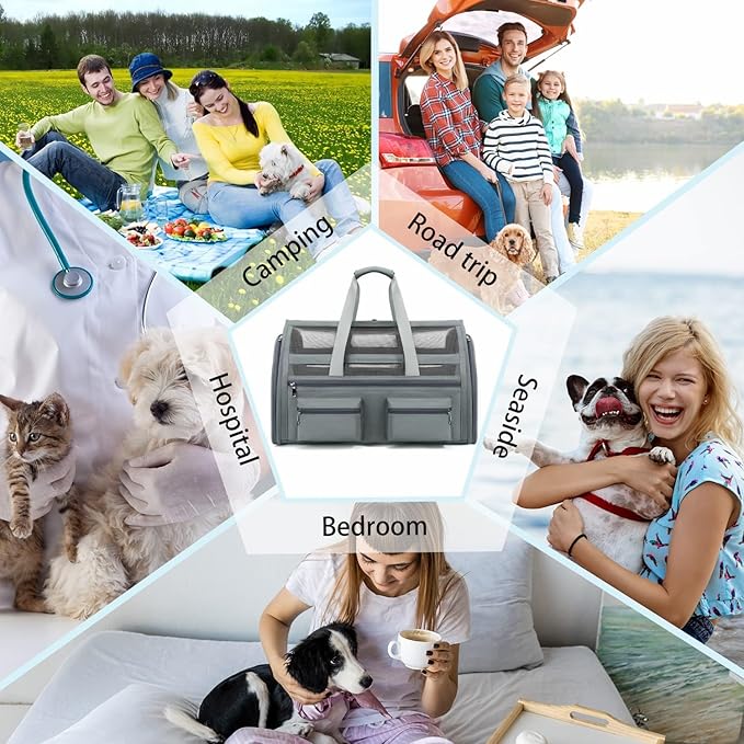 Cat Carrier, Small Dog Carrier for Small Medium Pets Up to 15 Lbs,Pet Carrier Airline Approved,Soft-Sided Puppy Travel Bag with Safety Zippers,Chihuahua Carry Case, Kitty Cloth Cage