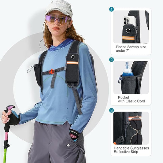 FIORETTO 10L Hiking Backpack for Women Men Mini Packable Backpack Lightweight Small Daypack for Camping Travel Outdoor, Black