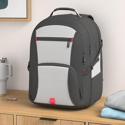 Extra Large Laptop Backpack for Men, Travel Backpack,Big Backpack, 50L Water Resistant School Business Work Computer College Heavy Duty Bag with USB Port, Fits 17 Inch Laptop, Grey