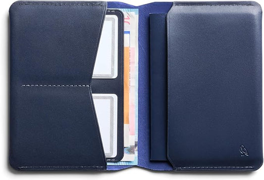Bellroy Passport Cover (slimline travel wallet/pouch with card slots and space for cash plus travel documents) - Navy