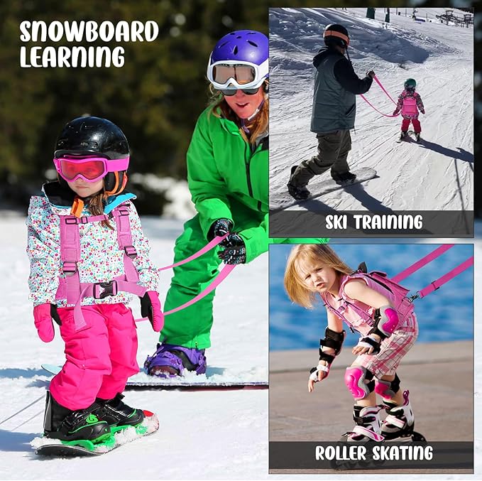 Odoland Kids Ski Training Harness with Backpack, Adjustable Strap & Lift Handle for Beginners Boy and Girl