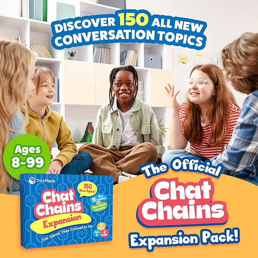 ThinkPsych Chat Chains Expansion Pack | Social Skills Games | Therapy Games for Teens and Kids | Ages 8-99 | Therapy Conversation Cards | 15 Mins Playtime