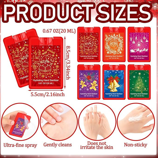 Dansib 24 Pcs Christmas Hand Sanitizer Spray Bulk Red Xmas Hydrating Hand Sanitizers Spray Travel Size Refillable Sanitizer Gift for Women Coworker Christmas Party Favors Treat Goodie Bags Stuffers