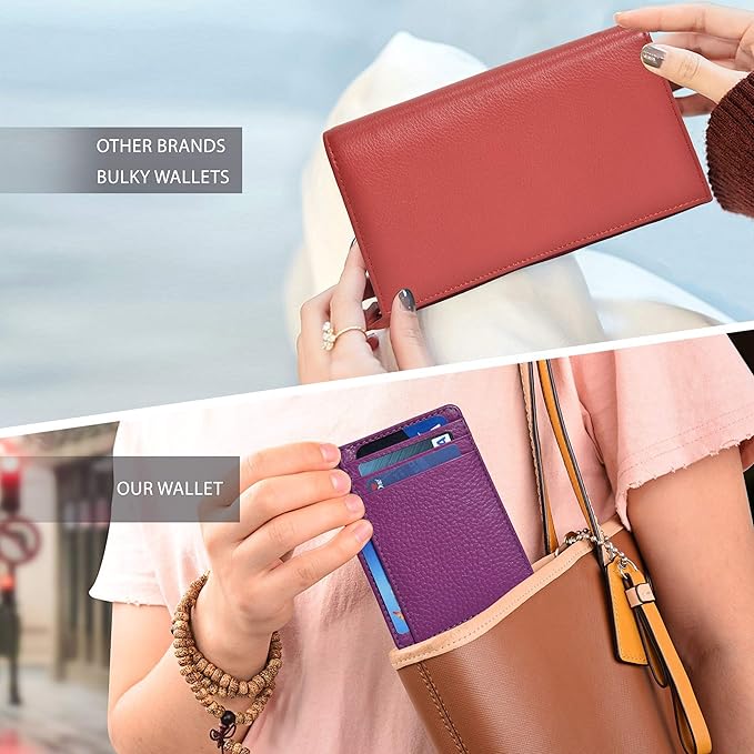 Oak Leathers Leather Slim Minimalist Wallet for Men & Women RFID Front Pocket Leather Card Holder Wallets