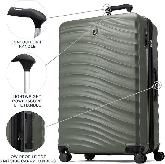 Travelpro Maxlite Air V2 Hardside Expandable Checked Luggage, 8 Spinner Wheels, Lightweight Hard Shell Suitcase, TSA lock, Slate Green, Checked Large 28-Inch