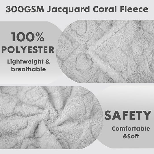 gogobunny Calming Plush Dog Cat Blanket 300GSM Coral Fleece, Ultra-Soft Machine Washable Pet Bedding for Small Medium Dogs Cats Puppies Kittens (Silver, 50x60)