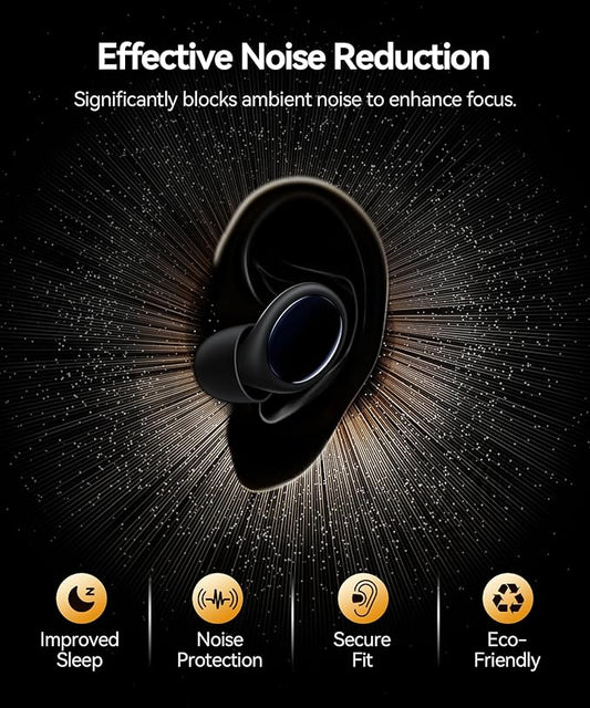 Ear Plugs for Sleeping 45dB Noise Cancelling Ear Plugs for Noise Reduction & Snoring, Concerts, Earplugs for Sleep, Sider Sleepers Airplane, Silicone Earplugs Reusable Concert Ear Plug +8Tip Black