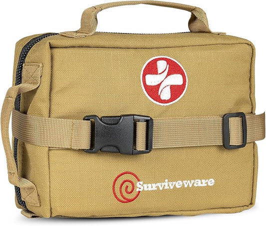 Surviveware 119 Pcs Comprehensive Premium Survival First Aid Kit - Medical Emergency Kit for Travel Camping Gear, Home Essentials & Outdoor Emergencies - HSA & FSA Eligible Survival Kit
