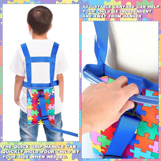 Kanayu 2 Pcs Safety Harness Leash for Special Needs Child Walking Harness for Kids Older with Handle Pouch for Autism Adhd