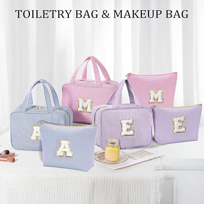 YOOLIFE Hanging Toiletry Bag for Women - Large Travel Toiletry Bag Makeup Bag, Portable Toiletries Cosmetic Bag, Airplane Travel Essentials - Letter N, Pink