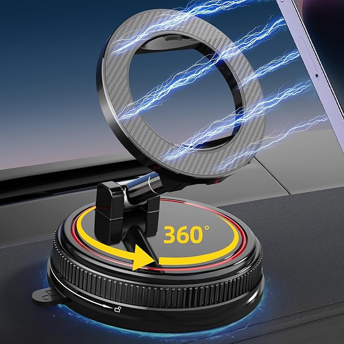 2026 Ultra Magnetic Phone Holder for Car, 360° Adjustable Car Phone Mount for Magsafe, Suction Cup Phone Holders for Your Car for iPhone 17 Pro Max 16 15 14 13 12