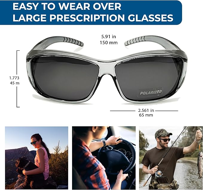 BLUE CUT Fit Over Polarized Sunglasses Solar Shield Sunglasses To Wear Over Glasses