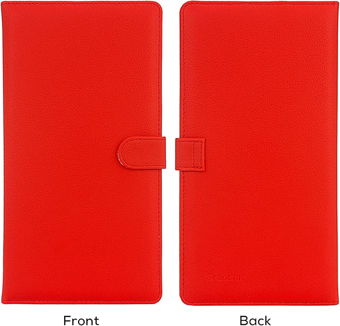 Car Registration and Insurance Holder, Leather Magnetic Shut Vehicle Glove Box Organizer for Document, Card, Driver License, Red