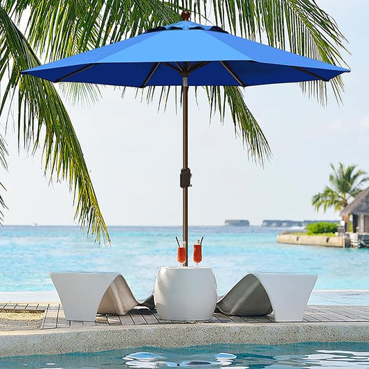 EliteShade USA 10-Year-Non-Fading 9Ft Market Umbrella Patio Umbrella Outdoor Table Umbrella with Ventilation,Royal Blue