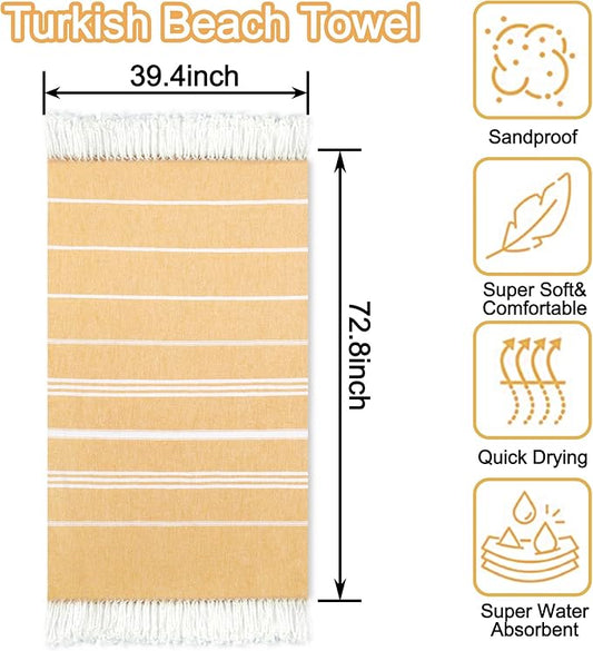 Beach Towel 2 Pack,Sand Free Beach Towels Oversized 39 x 72,Turkish Beach Towel Quick Dry Towel,Lightweight Pool Towels for Adults Travel Towel,Cool Beach Essentials Super Absorbent Towels