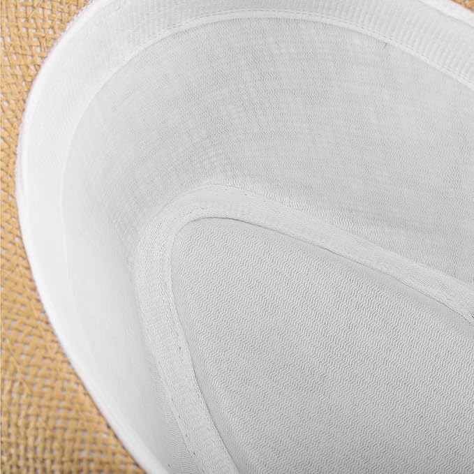 FALETO Unisex Summer Panama Straw Fedora Hat Short Brim Beach Sun Cap Classic