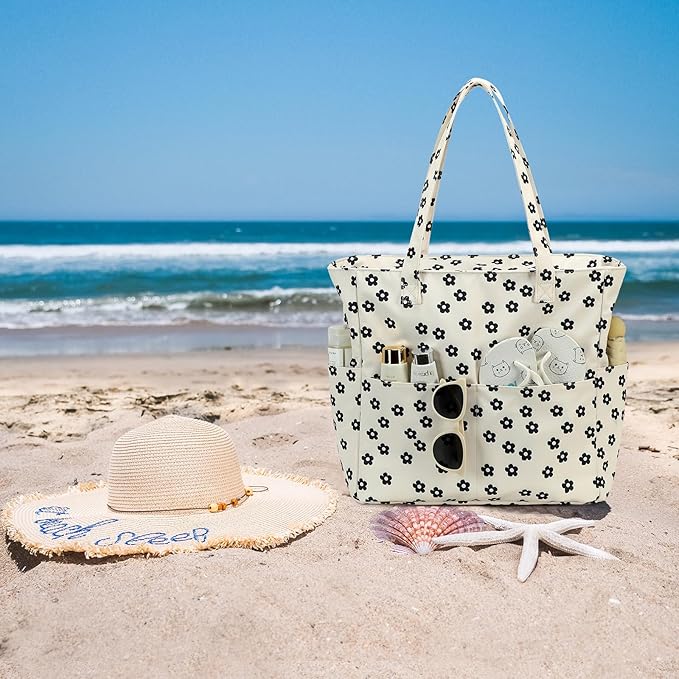 Bluboon Waterproof Beach Tote Pool Bags for Women Ladies Extra Large Carry On Bag With Wet Compartment for Weekender Travel