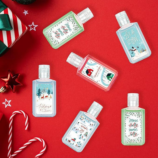 50 Pcs Christmas Mini Hand Sanitizer Bulk Christmas Gifts Favors 1fl oz Travel Size Hand Soap Gifts Small Hand Sanitizer Thank You Gifts for Xmas Goodie Bags Stocking Stuffers (Snow)