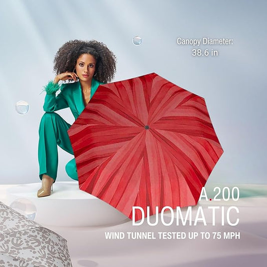 Knirps A.200 Medium Duomatic Windproof Umbrella for Adults – Automatic Open Close 38.5" Canopy, Travel Case Included