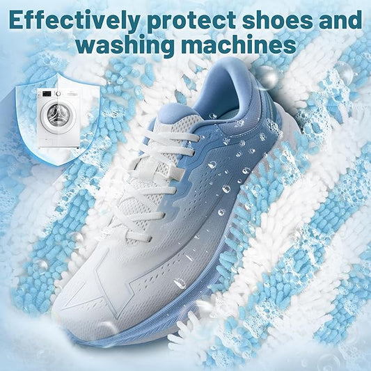 XXL Shoe Washing Machine Bag, Laundry Shoe Bag for Washer and Dryer, Laundry Shoe Bag Protect Sneaker, Running Shoes, Bras, Delicates and Toys, Includes 2 Shoes (BlueWhiteAlternating 2 Pack)