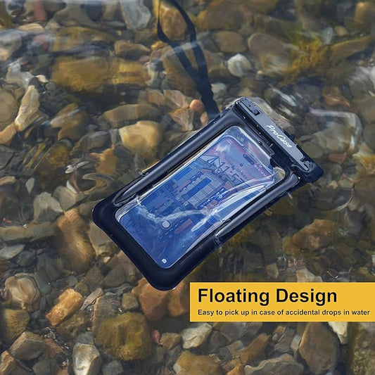 ProCase 2 Pack Floating Waterproof Phone Pouch Up to 7", IPX8 Floatable Underwater Phone Case Dry Bag for iPhone 17/Air 16 15 14 13 12 11 Pro Max Xs Max XR X 8 7 Plus SE/Galaxy S24 S23 S22 - Black