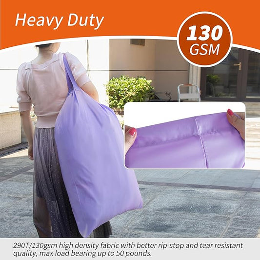 Polecasa Heavy Duty Large Laundry Bag with 130gsm Tear Resistant Fabric and Handles, Easy to Carry Durable Dirty Clothes Drawstring Bag, Perfect for College Dorm, Travel, 2 Pack 28”x36”,Purple