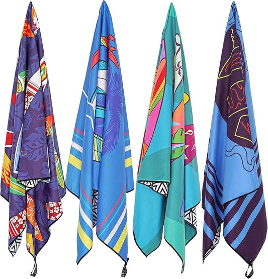 4Monster Microfiber Beach Towel Quick Dry,Super Absorbent Lightweight Travel Towel for Swimmers, Sand Free Camping Towel, Beach Towels for Pool,Swim,Water Sports,Yoga