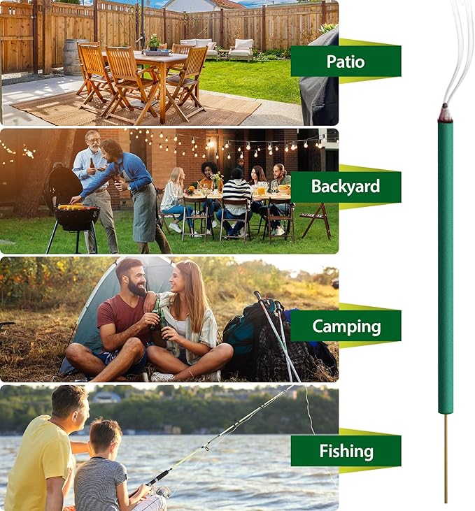 KICKOUTOR® Mosquito Repellent Outdoor Patio 12 PCS Natural Citronella Mosquito Incense Sticks DEET Free Mosquito Barrier Repeller for Backyard Travel Camping Indoor Gnat Mosquito Control