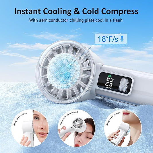 Portable Handheld Fan with Ice Cooler, 21H Max Cooling,9500RPM High Speed,100 Speeds, Small Pocket Turbo Design,Digital Display, Rechargeable Personal Handheld AC Fan for Travel Outdoor Office Commute