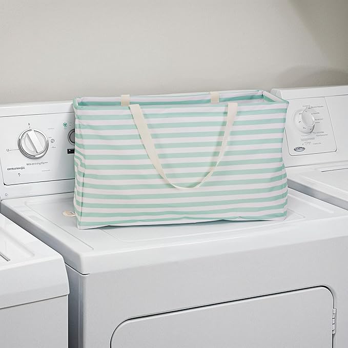 Household Essentials Teal Striped Krush Container All-Purpose Utility Tote