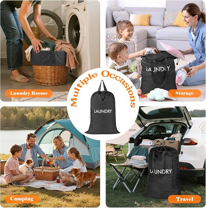 MissBoy Heavy Duty Nylon Laundry Bag,Washable & Splash-Resistant Dirty Clothes Storage Bag with Drawstring & Handles丨Lightweight, Foldable & Space-Saving for College Dorm,Vacations&Trips, 80L