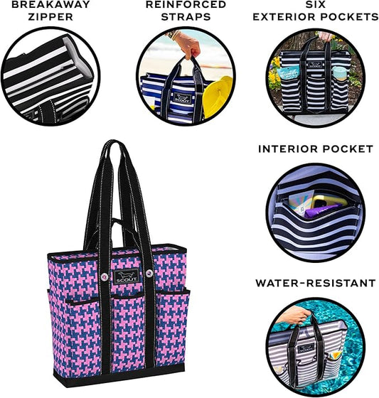 SCOUT Rocket Pocket Tote - Multi-Pocket Travel, Nurse, Teacher, Mom Tote, 7 Pockets Total, Two Sets of Straps, Folds Flat
